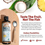 Barlean's Omega 3 Fish Oil Liquid Supplement for Men and Women, 1080mg of EPA and DHA Fatty Acid, Promotes Brain & Heart Health - Non-GMO, Pina Colada, 16 oz