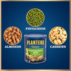 PLANTERS Deluxe Pistachio Mix, Party Snacks, Plant-Based Protein, 14.5 Oz Canister (Pack of 2)