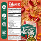 Simply Protein - Tortilla Chips, Restaurant Style Protein Chips, Hint of Habanero (3-Pack) - 7g Protein, 140 Calories, Gluten Free, Vegan - Plant Based Pea Protein Snacks - 3 Bags, 4.58oz (130g)