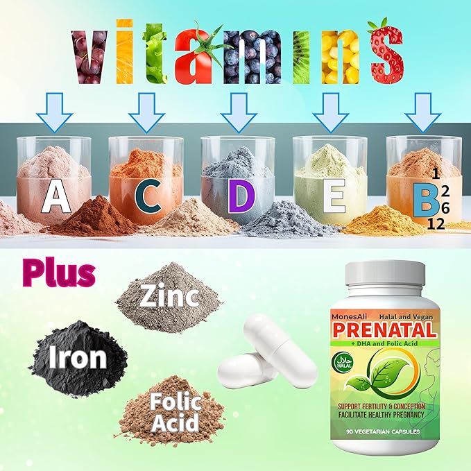 Prenatal Vitamins for Women | Postnatal | Vegan, Halal Gelatin Free | with Folate, Iron & Biotin | Supports Pregnancy, Postpartum Energy & Hair Health, 90 Capsules