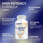 Research Verified Joint Support - Glucosamine, MSM, Turmeric, Boswellia, BioPerine - Vegan - 90 Capsules - 1 Month Supply