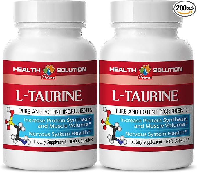 Taurine b6 - L-TAURINE 500MG - maintain lean muscle mass, Taurine Supplement, Essential Amino Acids, Focus and Energy Booster, Memory Support, powerful antioxidant, Detox pills, 2 Bot 200 Capsules