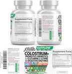 Clean Nutraceuticals Colostrum Supplement Capsules Probiotics Pills Prebiotics, L-Glutamine, Digestive Enzymes, Folate, Fiber, ACV, Turmeric, Apple Pectin and Turmeric Pills