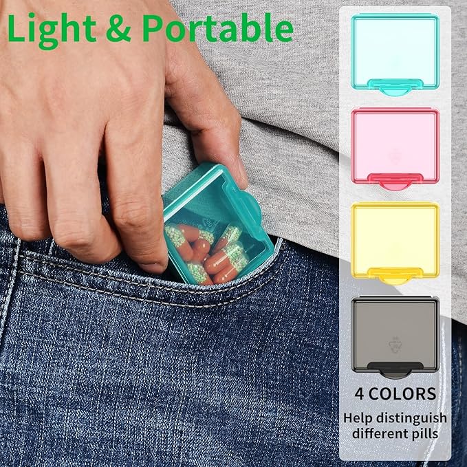 Small Pill Box 8 pcs,Cute Travel Pill Organizer Case Mini Tiny Clear Plastic Storage Containers Portable for Pocket Purse