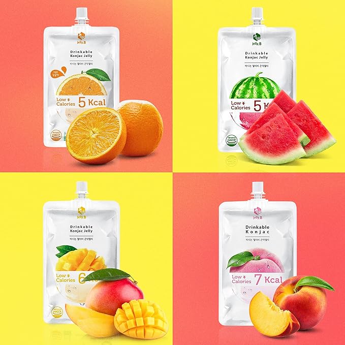 Eat Munchie Box Drinkable Konjac Jelly B Pouches | Healthy Dietary Supplement | Korean Diet Drink | Low Carb & Low Calorie Snacks, No Sugar Added (16 Pouches) Variety of Flavors (Flavors May Vary)