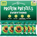 CRISP POWER Protein Pretzels, Everything, 28G Protein, High Protein Snack, High Fiber, Low Carb Crunchy Pretzel Snacks, No Added Sugar, 1.75 oz Bags, 24 Pack, Vegan, Keto