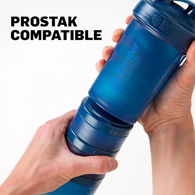 BlenderBottle ProStak Twist n' Lock Storage Jars Expansion 2-Pak with Pill Tray, All Black