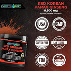 Purity’s Best Red Korean Panax Ginseng – 8500 mg Equivalent per Serving – 5% Ginsenosides – Herbal Supplement – 120 Veggie Capsules