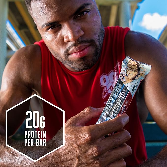 BSN Protein Crisp Bar, Peanut Butter Crunch, 20 Gram Protein Snack Bars with Whey and Fiber, Gluten-Free Crunchy Energy Bars for Workout, Fitness, On-the-Go, 12 Count