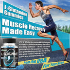 L-Glutamine Gummies 1000mg with BCAA, Potassium, Magnesium & Vitamin C, Muscle Recovery, Endurance Support & Daily Nutrition, Portable Supplement for Men＆Women, Lime Grapefruit Flavor, 120 Count