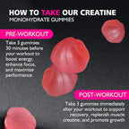 Creatine Monohydrate Gummies for Men & Women - 5g of Creatine Monohydrate per Serving - Sugar Free,Vegan, Strawberry Flavor, 135 Count (45 Servings).