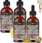 Black Walnut Wormwood Cleanse Drops - Liquid Soursop, Garlic, Pumpkin Seed, PAU D'Arco, Oil of Oregano, Turmeric, Berberine, Neem Extract, Hull Bark, Tincture - 8oz