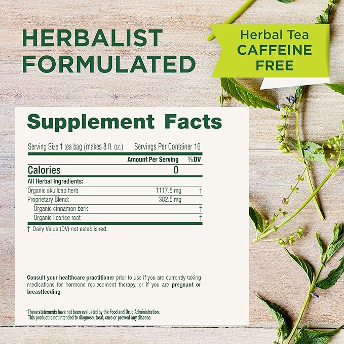 Traditional Medicinals Organic, Stress Ease Tension Relief, Lemon Verbena Mint Tea - Supports Stress Relief - Kosher, Non-GMO, Caffeine-Free, Compostable - 16 Tea Bags