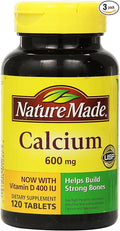 Nature Made Calcium 600 mg with Vitamin D3 for Immune Support, Tablets, 60 Count, helps support Bone Strength (Pack of 3)