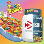 Dymatize x Fruity Pebbles ISO100 Whey Protein Powder Isolate, 25g of Protein, 5.5g BCAAs, 120 Cal., Gluten Free, 1g Fat, 1g Sugar, 2g Carb (45 Servings)