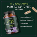 Vitex Chasteberry Supplement 600mg | Agnus Castus for Women's Hormone Balance, Menopause, Menstrual Regularity & Hormonal Acne* | Certified Gluten-Free, Vegetarian | 90 Capsules, 3-Month Supply