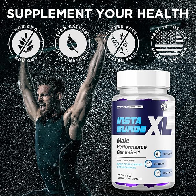 Insta Surge XL Gummies, Official InstaSurge XL Gummys with All Natural Ingredients, Insta SurgeXL Advanced Health Support Supplement Maximum Strength Active Lifestyle Multivitamin Gummys (60 Gummies)
