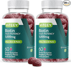 VITEEY Biotin Gummies for Hair Skin and Nails - Biotin for Hair Growth Gummies - 5000 mcg - Vegan, Gluten-Free, Non-GMO – 120 Count