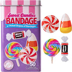 BioSwiss Bandages, Sweet Candies Shaped Self Adhesive Bandage Set, Latex Free, Sterile Wound Care, 50 Count