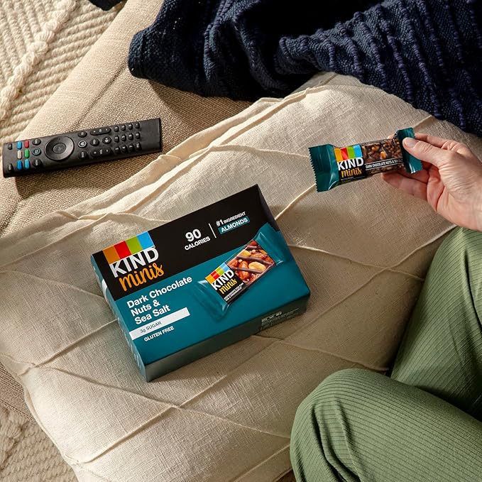 KIND Bar Minis,Variety Pack,Dark Chocolate Nuts and Sea Salt,Peanut Butter,Caramel Almond,Healthy Snacks,3g Protein,Gluten Free,Low Sugar/Calorie Snacks,(Pack of 60)