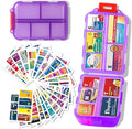 iouwei Large Pill Organizer with Medicine Labels - 7 Day Travel Daily Container, Mini Medication Storage Case (Purple, 161 Labels)