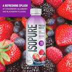 Isopure Clear Protein Water with Electrolytes, 15g Whey Protein Isolate, Zero Sugar, Mixed Berry, 20 fl oz Bottles, 12-Pack