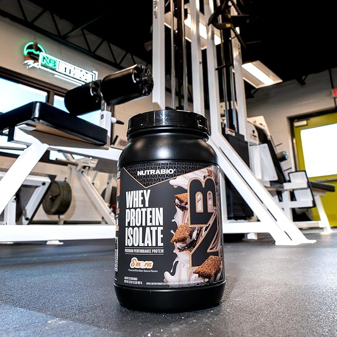 NutraBio 100% Whey Protein Isolate Protein Powder, 25g Protein with Complete Amino Acid Profile, Non-GMO, Soy & Gluten Free, Low Carb, Low Calorie Whey Protein Powder, S'Mores, 2 Lbs