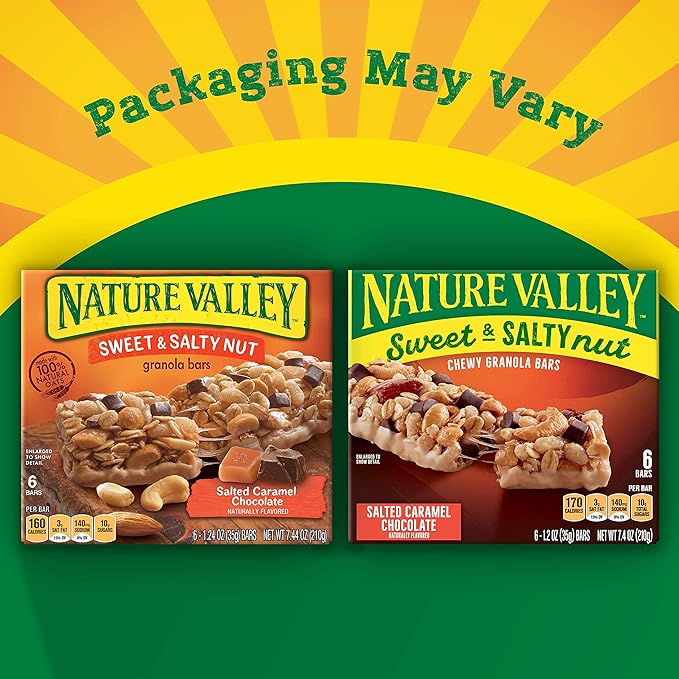 Nature Valley Granola Bars, Sweet Salty Nut, Salted Caramel Chocolate, 6 ct, 7.2 OZ
