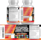 Clean Nutraceuticals Ceylon Cinnamon Capsules + Berberine Turmeric Apple Cider Vinegar Ginseng Bitter Melon Gymnema Milk Thistle Fenugreek Supplement (60 Count (Pack of 2))