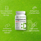 Magnesium Complex 500mg, 240 Veggie Capsules – 10-in-1 Glycinate, Citrate, Malate, Oxide, & More – 100% Chelated for Easy Absorption – Essential Mineral Supplement – Non-GMO