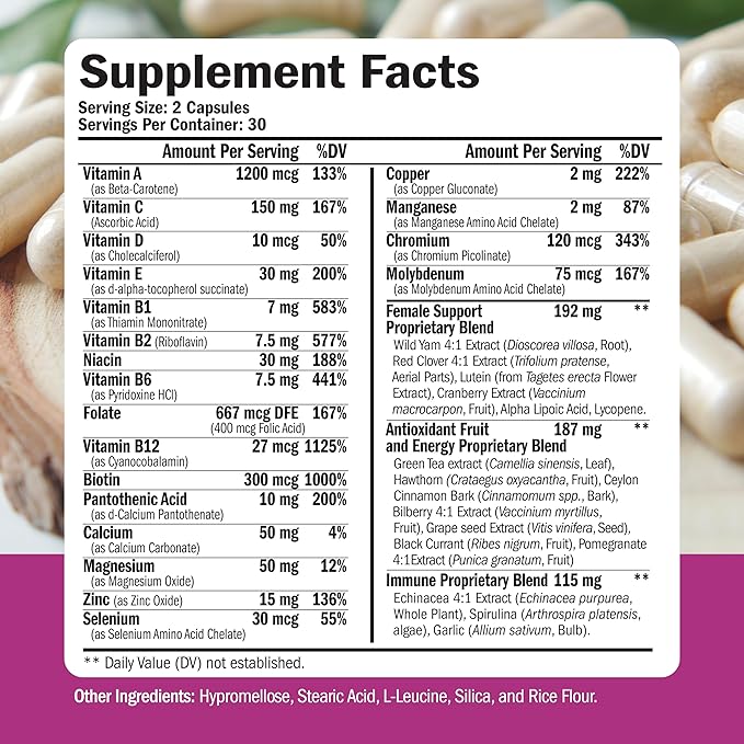 Vegan Glucosamine Chondroitin MSM Joint Support Supplement & Complete Multivitamin for Women