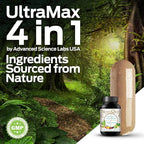 Ultra Max Natural Organic 4 in 1 Brain Supplements for Memory and Focus, Immune Support Anti-Aging Dietary Supplements