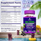 Irish Sea Moss Gummies – Sea Moss Bladderwrack Burdock Elderberry – 60 Vegan Seamoss Bears – Elderberry Gummies for Kids & Adults with Vitamin C & Zinc (Pack of 2)