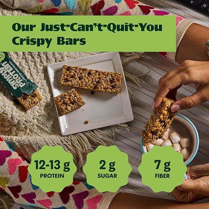 Simply Protein - Crispy Bars Variety Pack, Peanut Butter + Lemon Coconut - Plant Based Protein Bars - 13g Protein, 2g Sugar, 7g Fiber - Vegan, Gluten Free, Non GMO, Kosher - 16 Bars, 2 Boxes