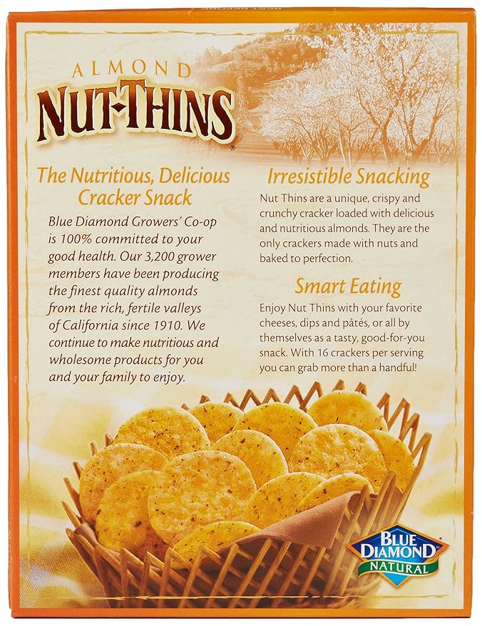Blue Diamond Almonds Nut Thins, Cheddar Cheese, 4.25 Oz (Pack of 4)