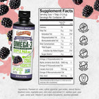 Barlean's Vegan Omega 3 6 9 Flaxseed Oil Liquid Supplement, BlackBerry Smoothie, Flax Seed Oil, 2,968 mg ALA Fatty Acid, Non-GMO and Gluten Free, 16 oz