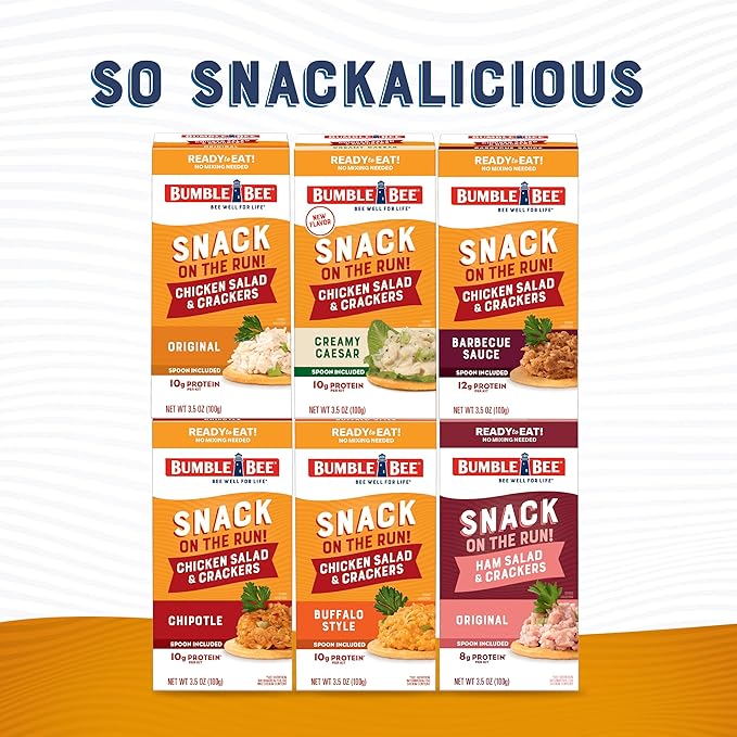 Bumble Bee Snack On The Run Buffalo Chicken Salad with Crackers Kit, 3.5 oz - Ready to Eat, Spoon Included - Shelf Stable & Convenient Protein Snack (Pack of 4)