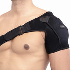 Copper Compression Recovery Shoulder Brace - Immobilizer for Torn Rotator Cuff, AC Joint Pain Relief, Dislocation, Arm Stability, Injuries, Tears - Adjustable Fits Men, Women - Black - S/M