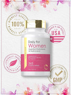 Carlyle Multivitamin and Multimineral for Women | 365 Tablets | Daily Supplement with Beta-Carotene, Folic Acid and Vitamin D | Non-GMO, Gluten Free Pills