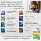 Prenatal Vitamins for Women | Postnatal | Vegan, Halal Gelatin Free | with Folate, Iron & Biotin | Supports Pregnancy, Postpartum Energy & Hair Health, 90 Capsules