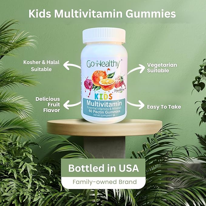 Go Healthy Kids Multivitamin Gummies, Immune Support, Kids Vitamin Gummies, Kosher Kid Vitamin, Halal, Non-GMO, Gluten-Free Tasty Gummy - 30 Servings