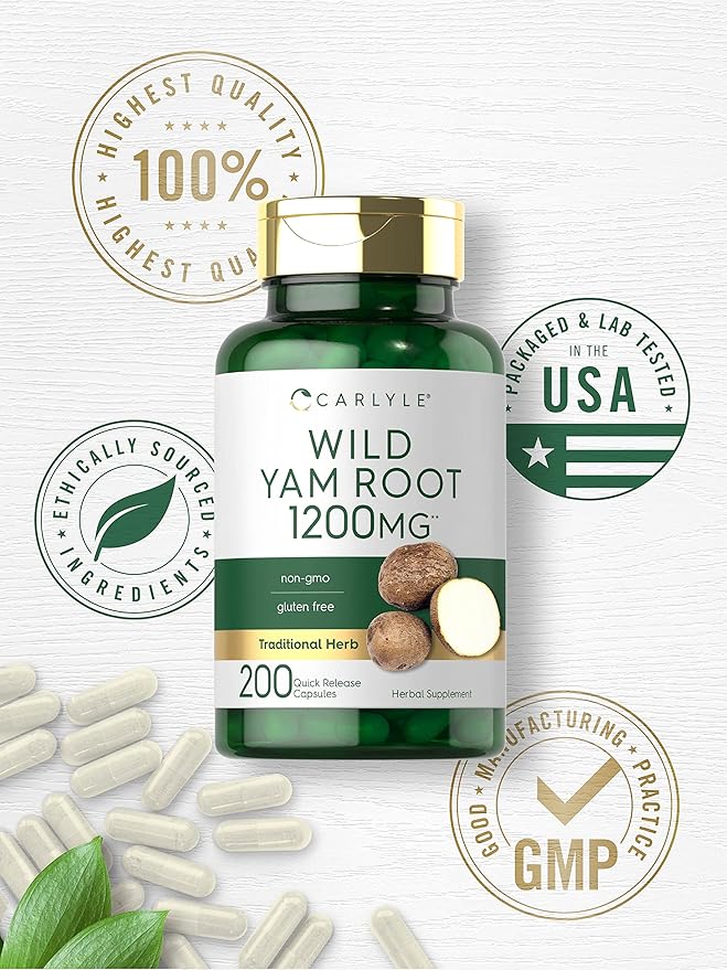 Carlyle Wild Yam Root Capsules | 200 Count | Non-GMO, Gluten Free | Traditional Herb Extract