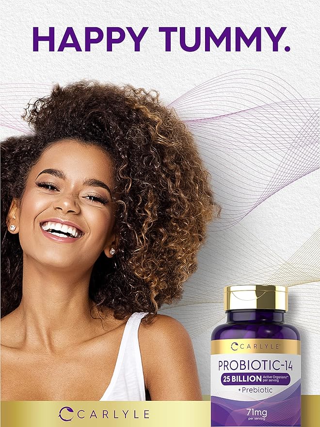 Carlyle Probiotics for Men and Women | 25 Billion CFU | with Prebiotics | 100 Capsules | Vegetarian, Non-GMO, & Gluten Free Supplement