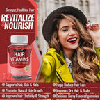 Hair Vitamin Gummies Supplement for Women & Men – Hair Growth Vitamins 5000mcg Biotin Gummies, Folic Acid, Vitamin C & E, Support Stronger & Thicker Hair, Skin, Nails, Non-GMO Vegam for, 60 Count