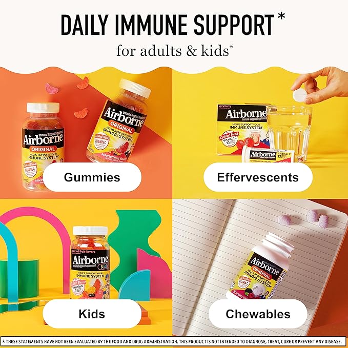 Airborne Elderberry + Zinc & Vitamin C Gummies For Adults, Immune Support Vitamin D & Zinc Gummies With Powerful Antioxidant Vitamins C D & E - 50 Gummies, Elderberry Flavor