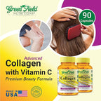 Greenfield Nutritions - Halal Collagen Peptides 1500 mg Type I & III, with Vitamin C 300 mg for Better Absorption, Anti-Aging Formula for Hair, Skin, Nails & Joints, Halal Vitamins, 90 Capsules