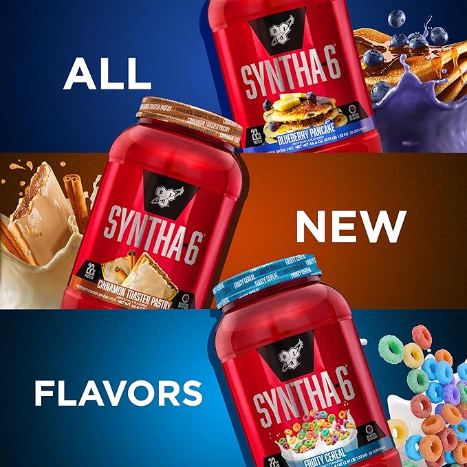 BSN SYNTHA-6 Premium Protein Powder with 6g of Fiber, Whey Isolate, Micellar Casein, Milk Protein Isolate, 5g of Fat, Fruity Cereal, 28 Servings, 2.91 Pound (Packaging May Vary)