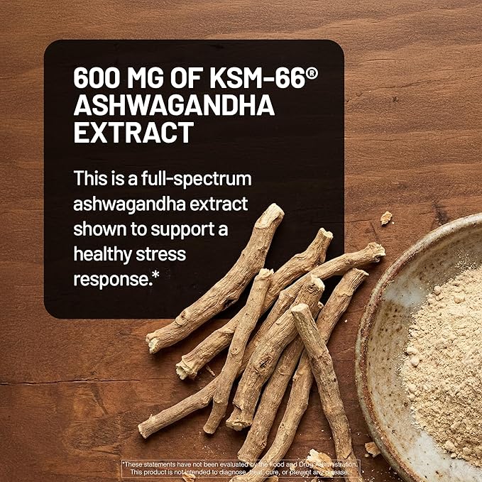 NatureWise Ashwagandha for Stress - With KSM-66 Extract, GABA, L-Theanine, Rhodiola Rosea - Herbal Mood & Sleep Support - Vegan, Non-GMO, Gluten-Free - 60 Capsules[1-Month Supply]
