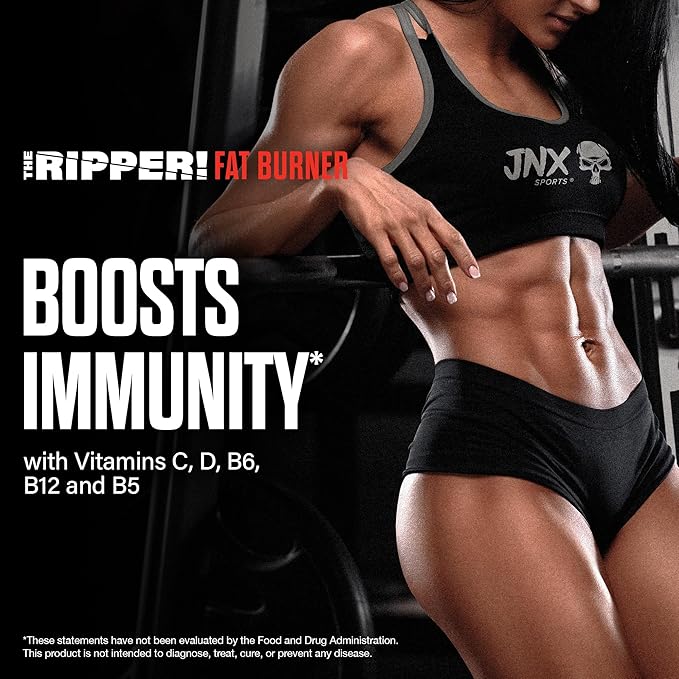 JNX SPORTS The Ripper! Fat Burner Pre Workout for Men & Women – Thermogenic Fat Burning Powder & Appetite Suppressant, Boost Energy & Endurance – Blood Orange, 30 Servings
