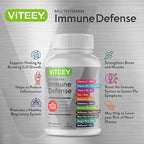 Viteey 11 in 1 Immune Support Supplement - Immune Defense with Vitamin D3, B6, Echinacea, Turmeric, Rose-HIPS, Selenium, BioPerine, Ginger, Elderberry Vitamin C and Zinc - 60 Count